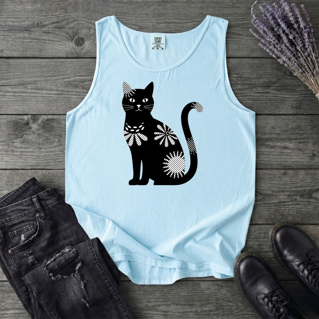 Retro Texture Black Cat Tank Top