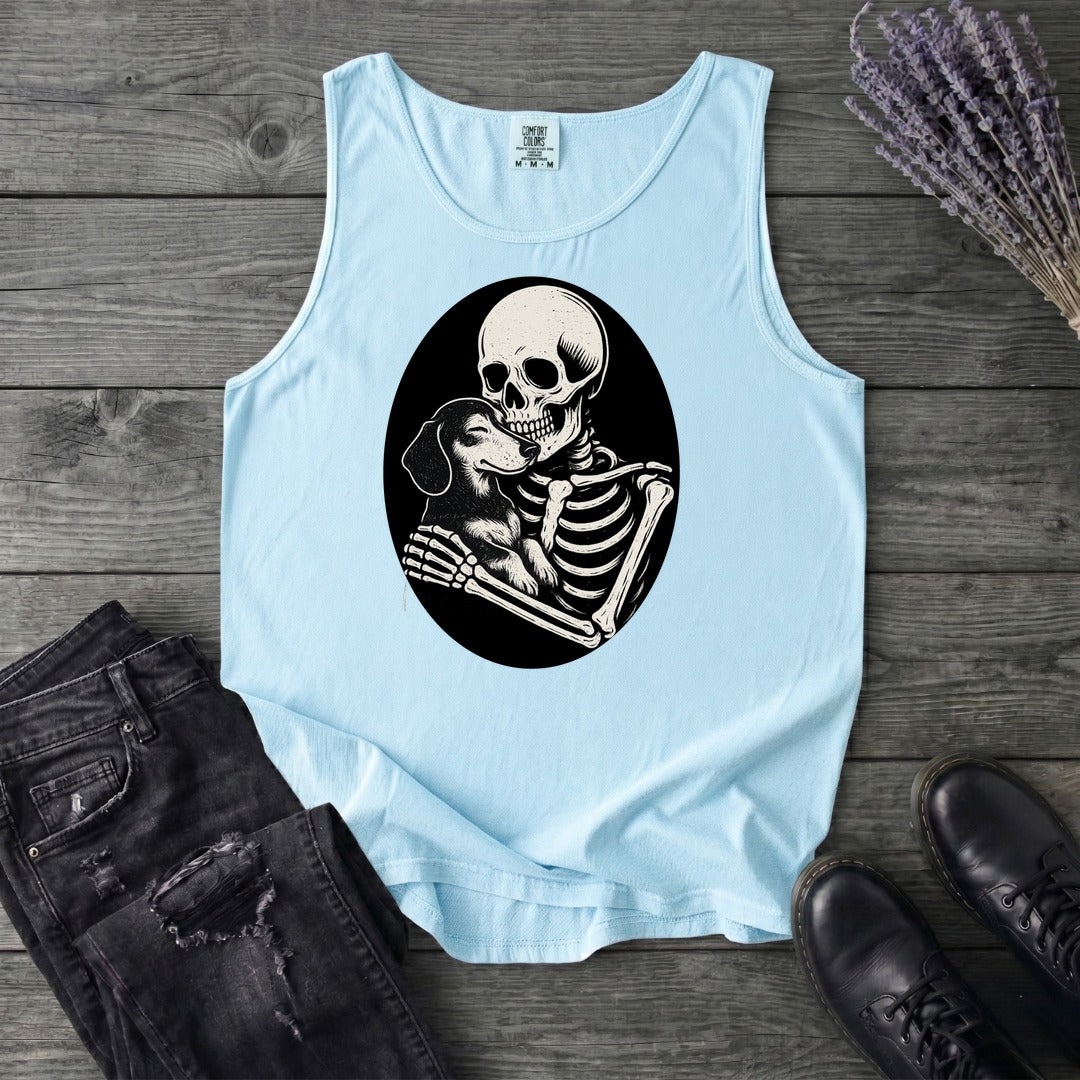 Skeleton Dachshund Hug Tank Top