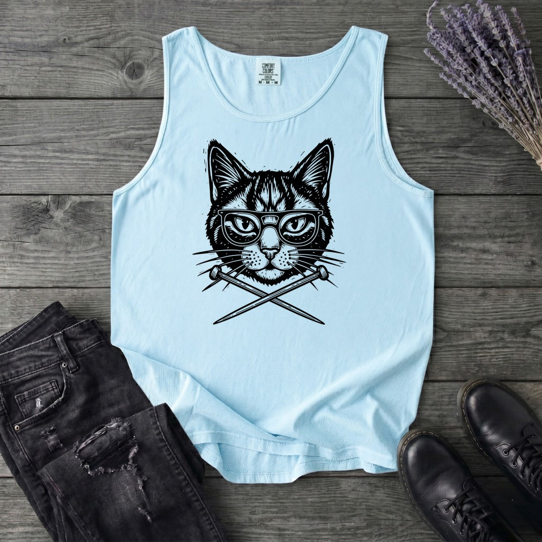 Cat Knitting Needles Tank Top