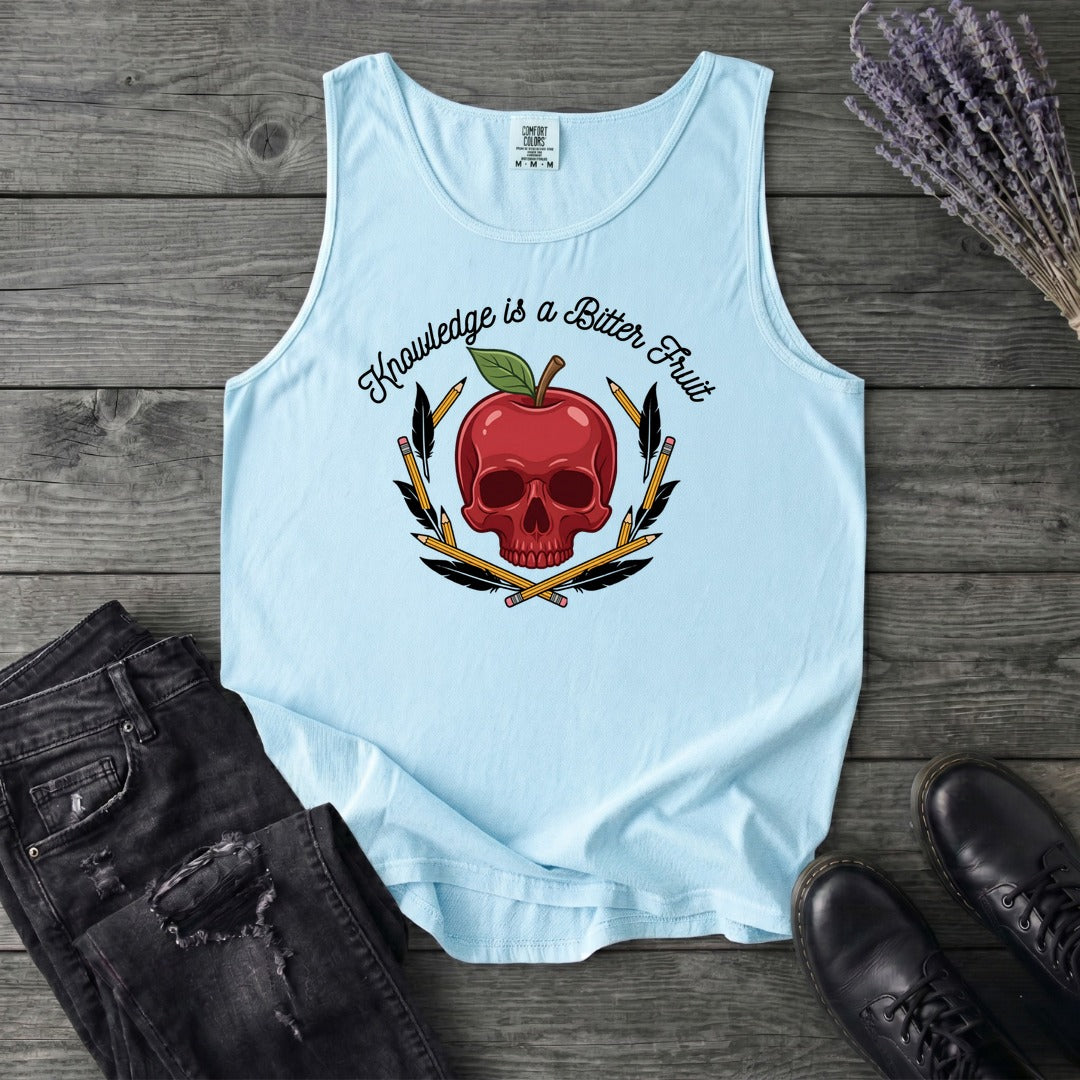 knowledge is a bitter fruit apple skull Tank Top