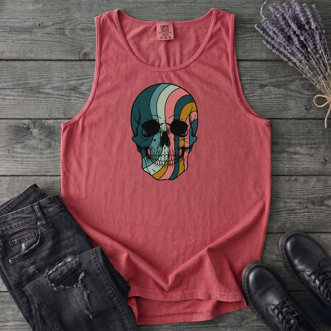 Psychedelic Striped Skull Tank Top