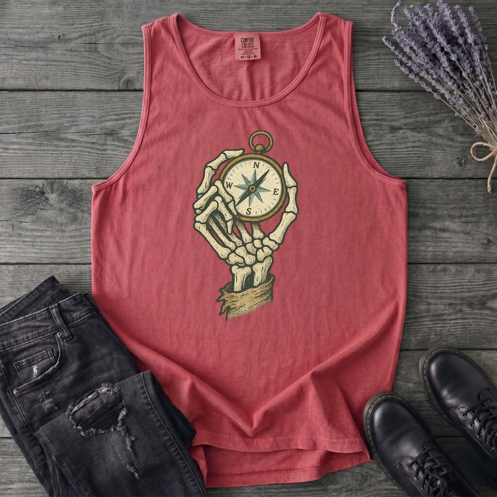 Nautical Compass Skeleton Hand Tank Top