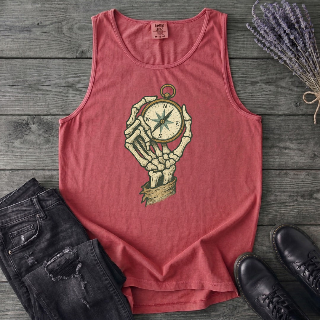 Nautical Compass Skeleton Hand Tank Top