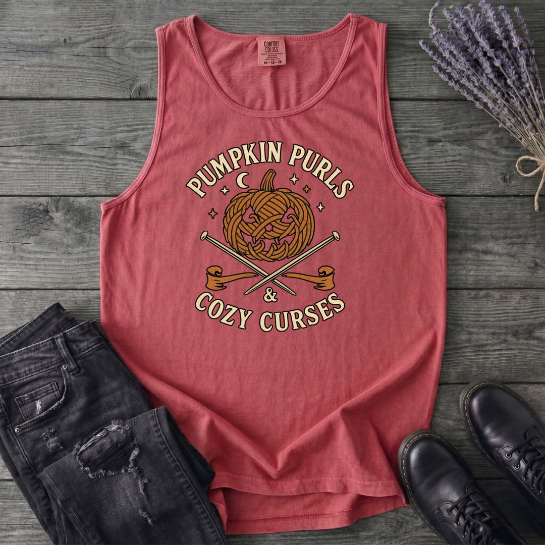 Pumpkin Purls And Cozy Curses Tank Top