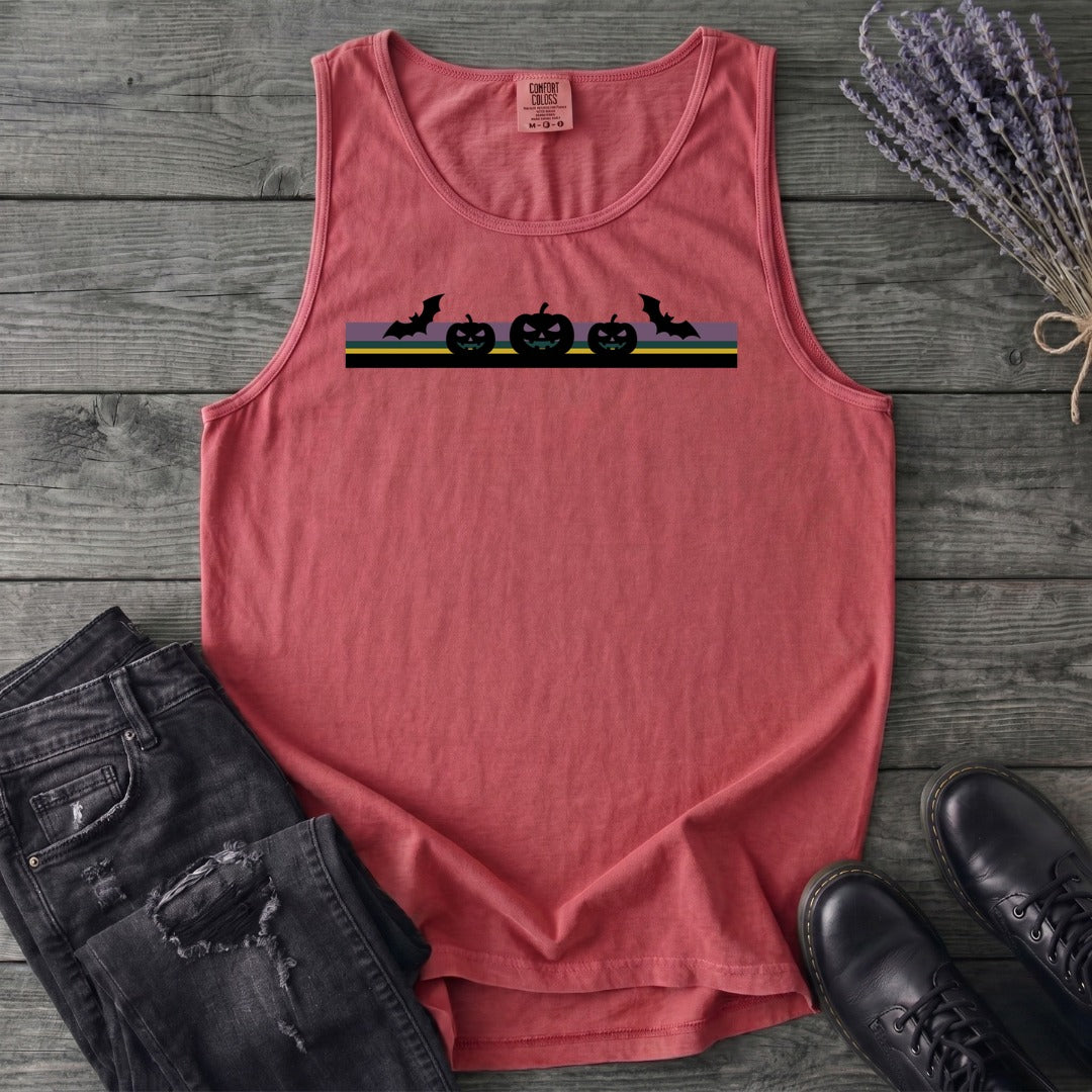 Bats Jack O Lantern Stripe Tank Top