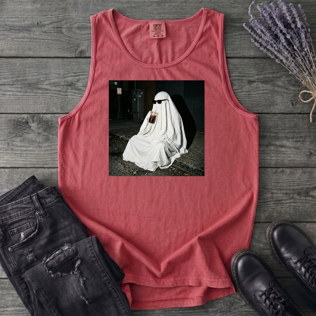 sheet ghost iced coffee curb meme Tank Top