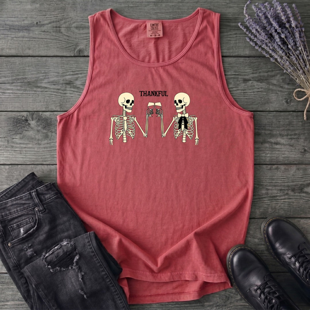 Thankful Toasting Skeletons Tank Top