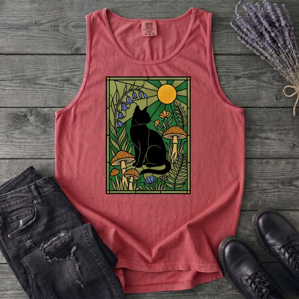 stained glass garden cat Tank Top