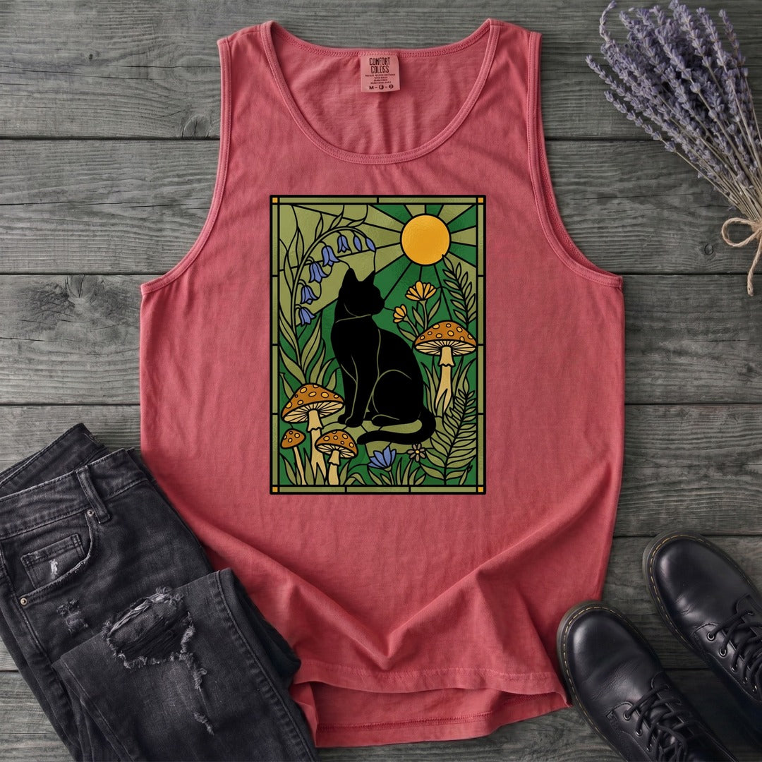 stained glass garden cat Tank Top
