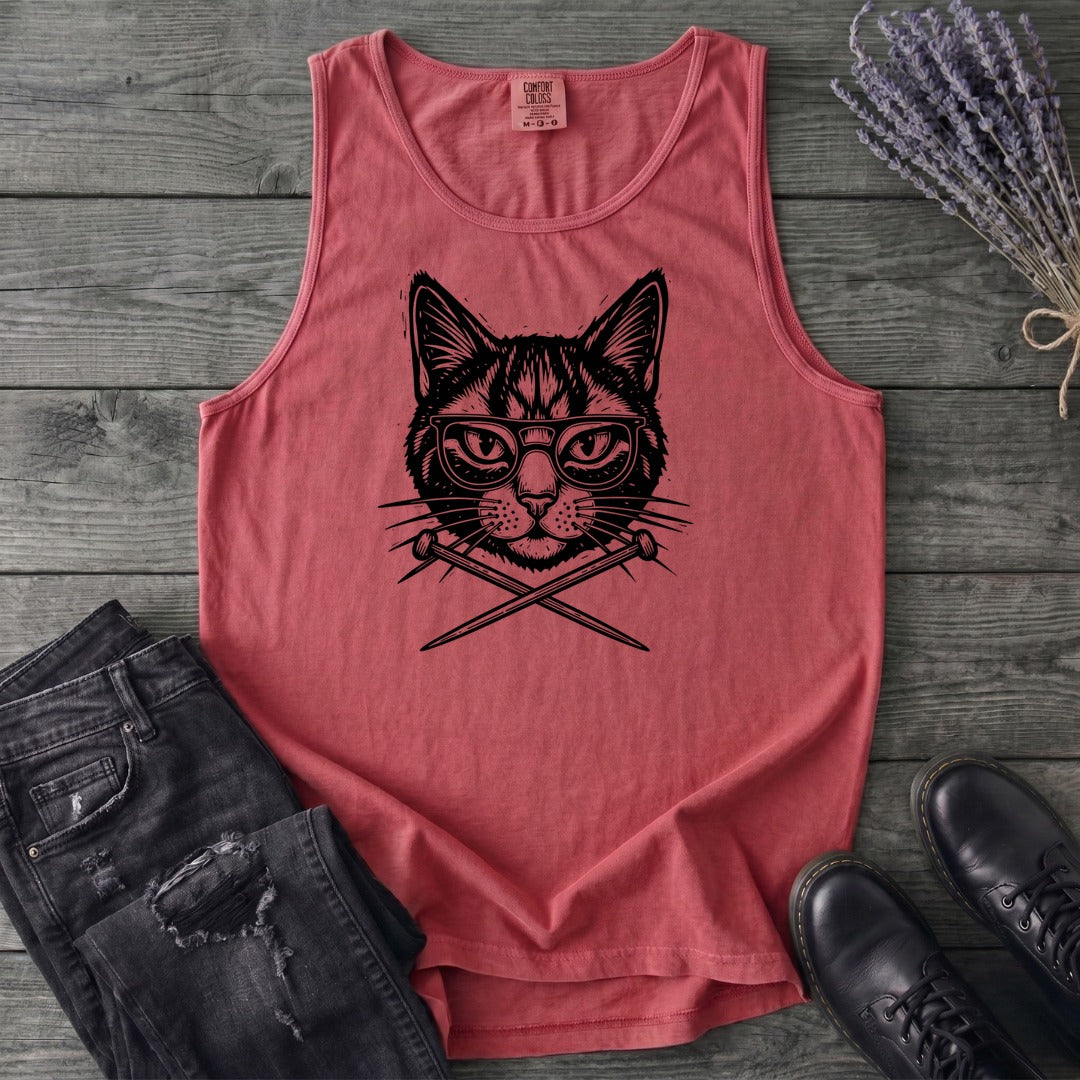 Cat Knitting Needles Tank Top