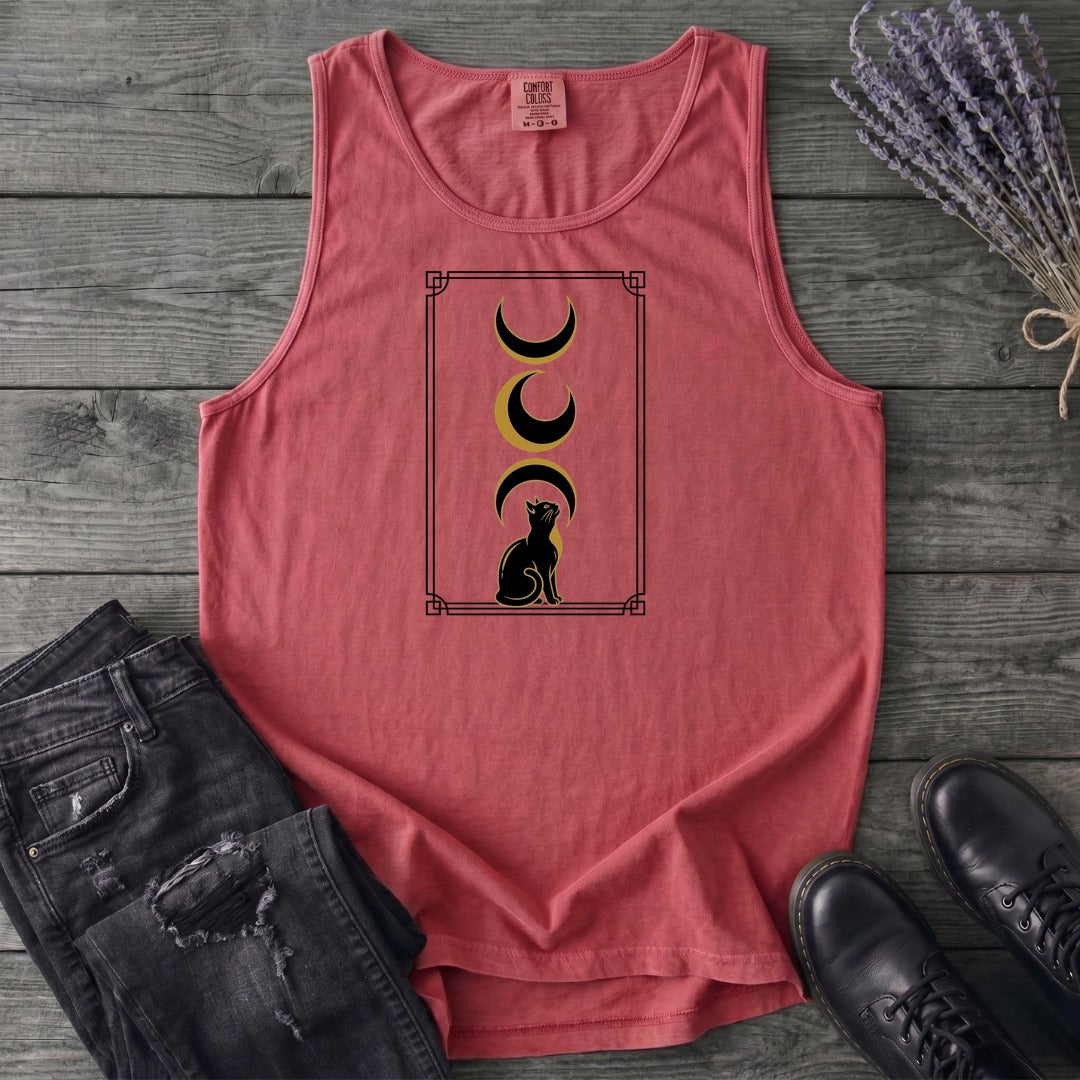 art deco black cat moon phases Tank Top