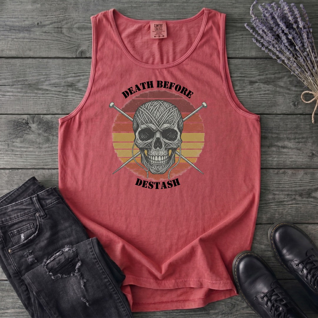 Death Before Destash Yarn Skull Tank Top