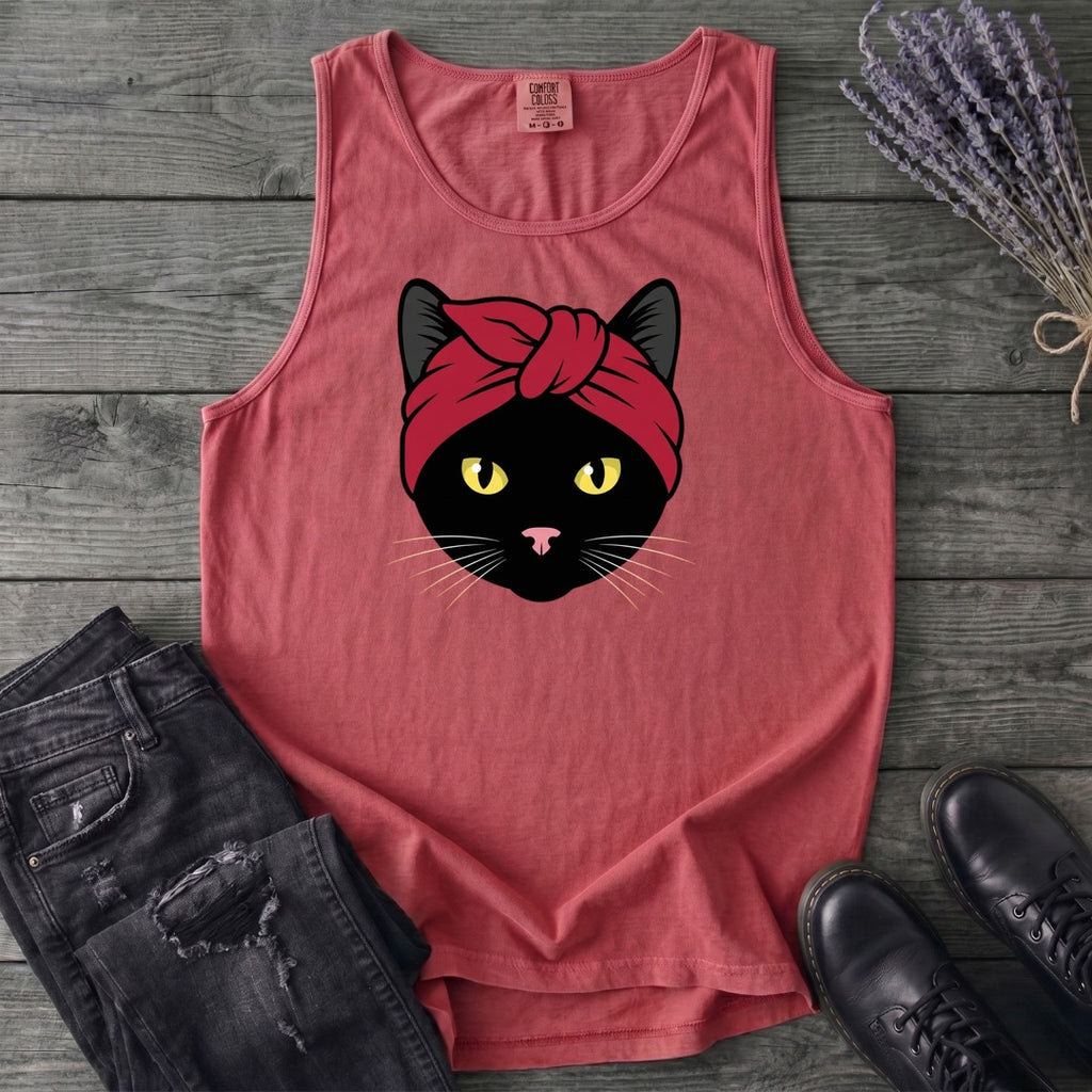 Black Cat Headband Tank Top
