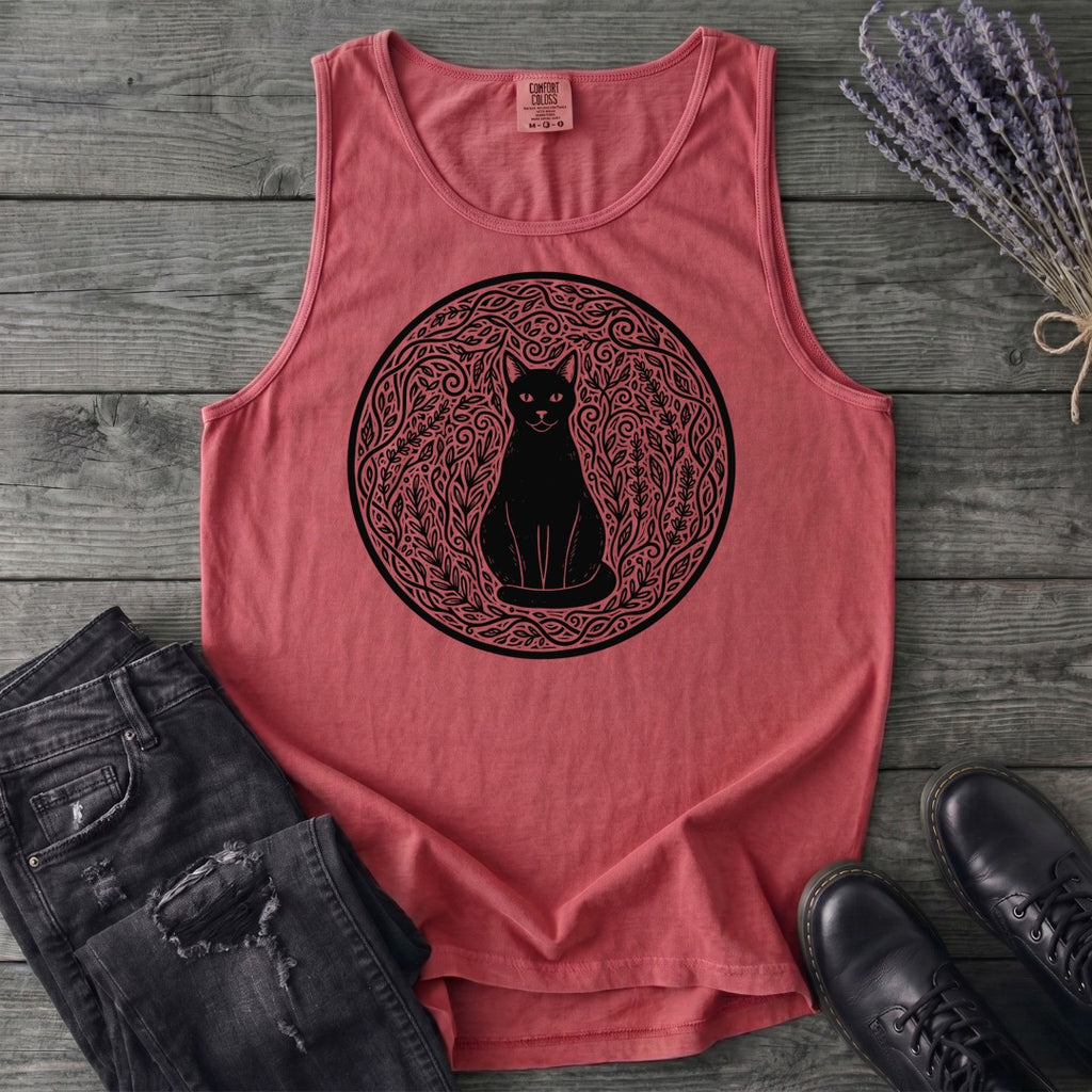 garden cat linocut Tank Top