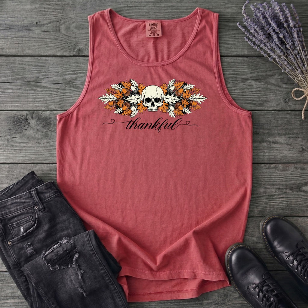 Thankful Leaf Swag Skull Tank Top