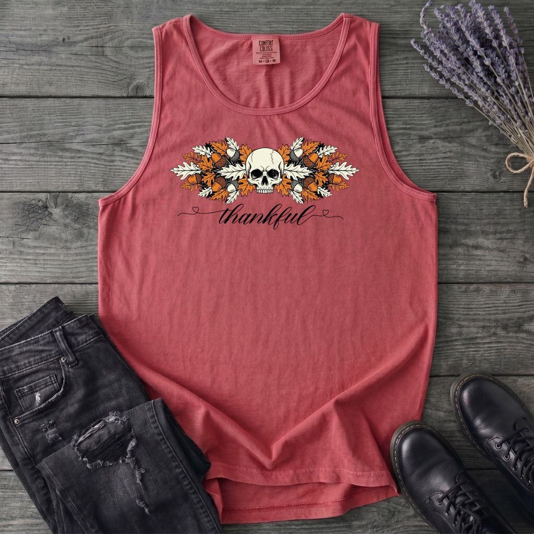 Thankful Leaf Swag Skull Tank Top