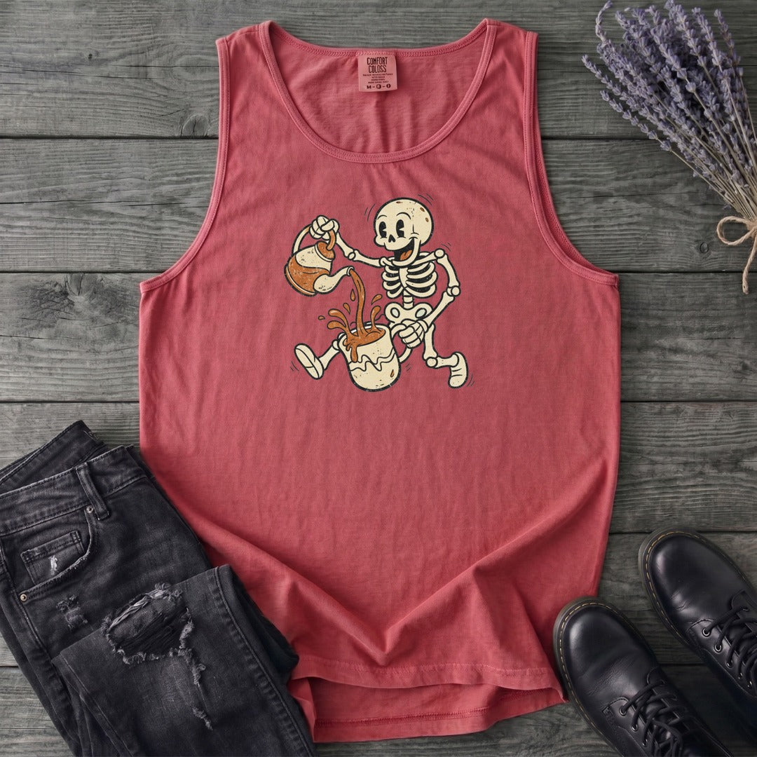 Coffee Skeleton Cartoon Tank Top