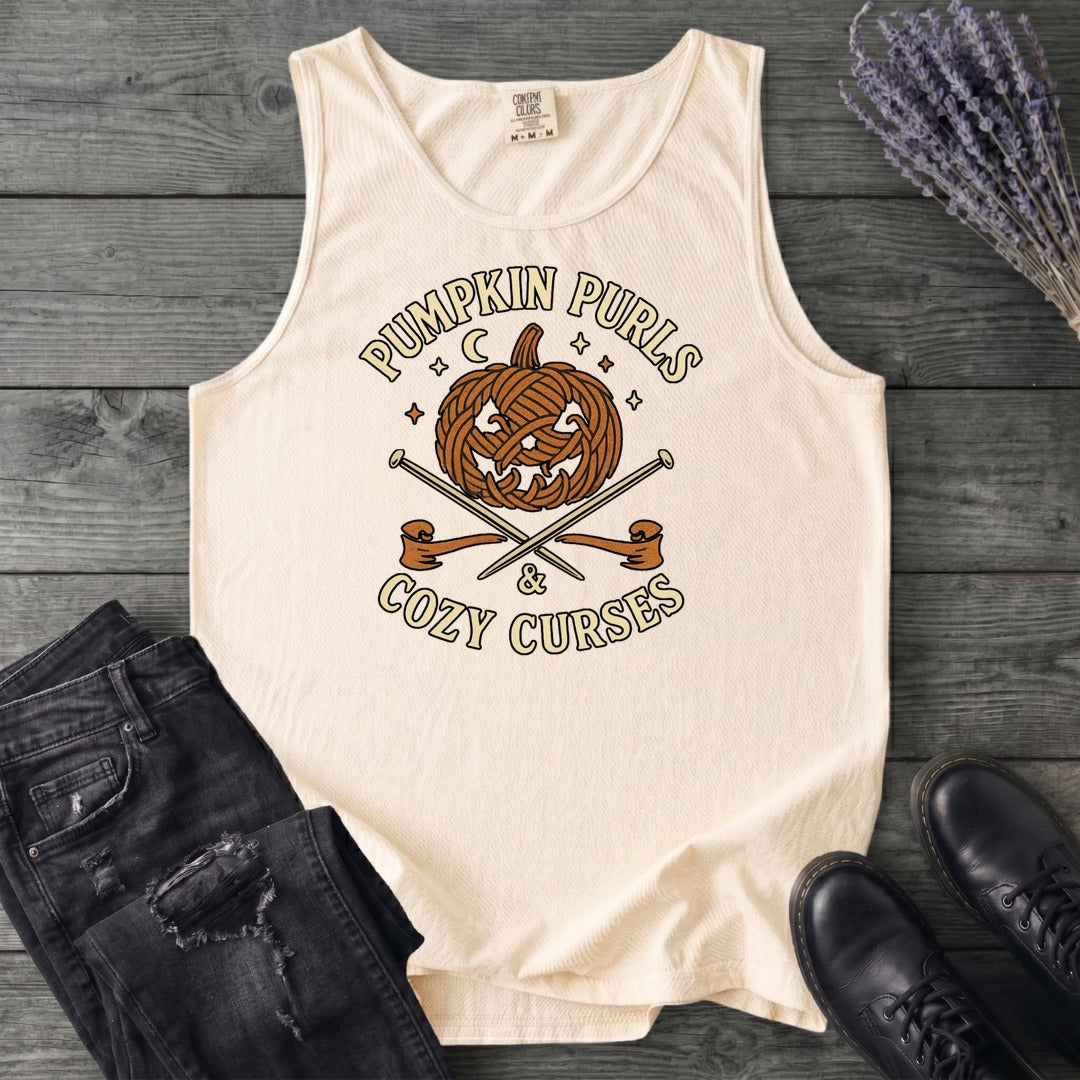 Pumpkin Purls And Cozy Curses Tank Top