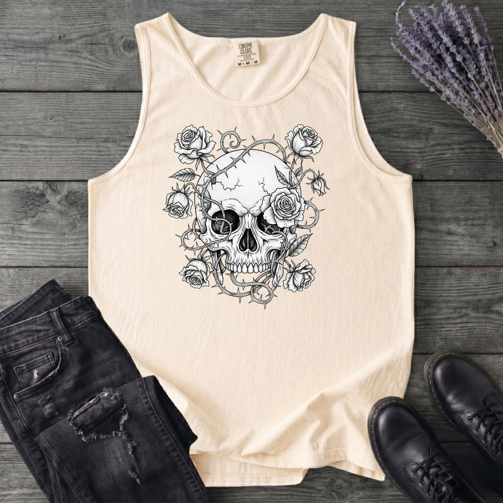 Macabre Floral Skull Tank Top