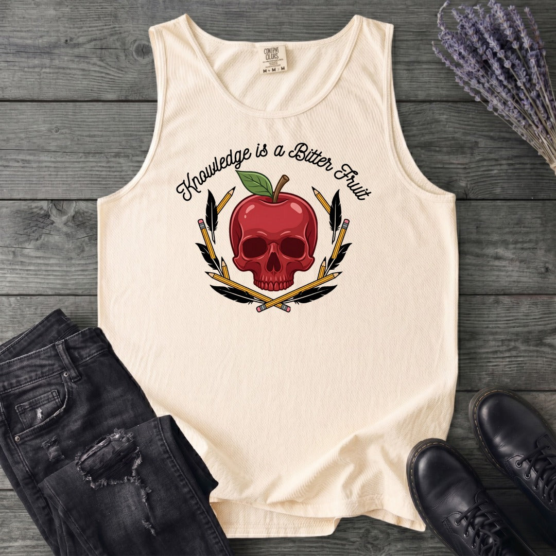 knowledge is a bitter fruit apple skull Tank Top