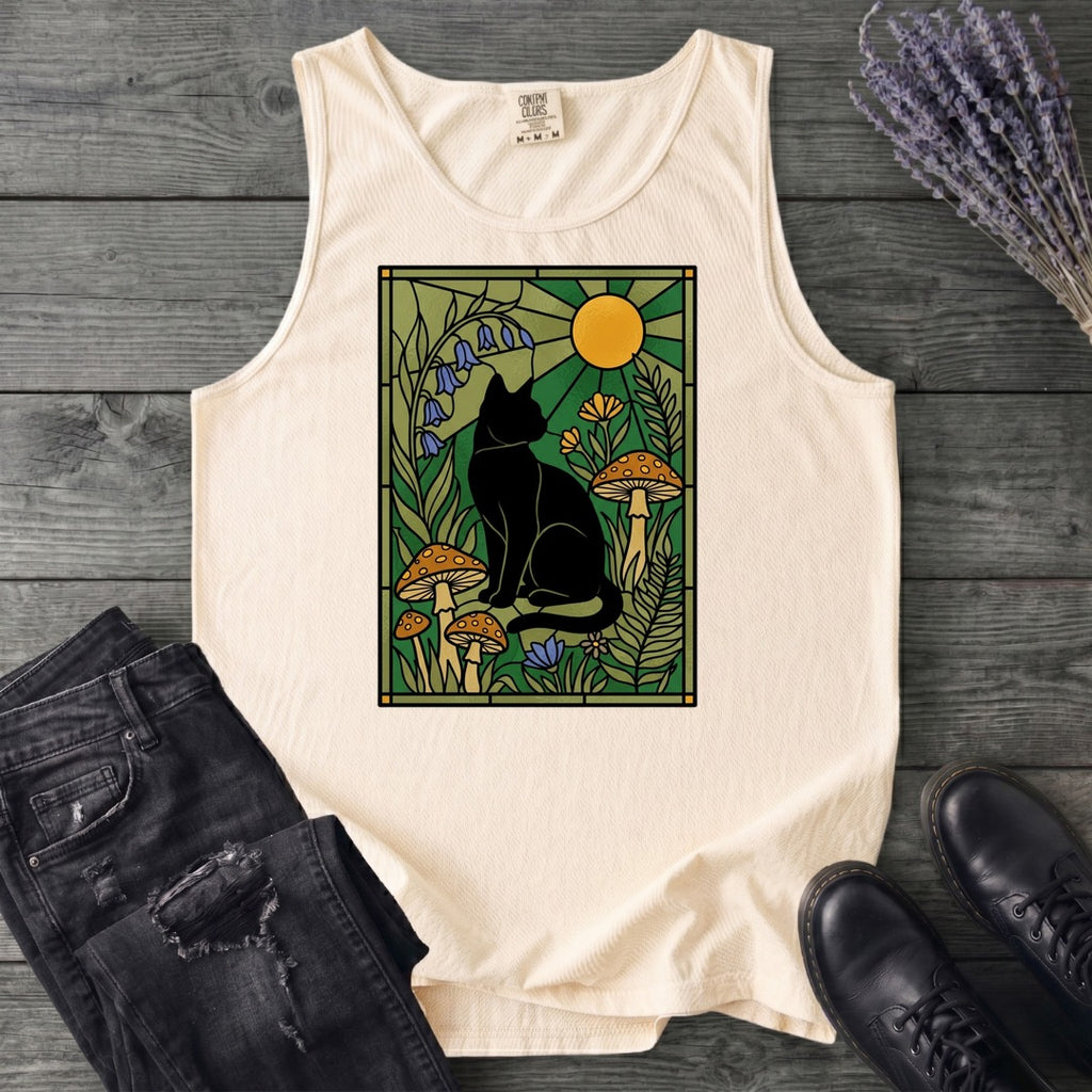stained glass garden cat Tank Top