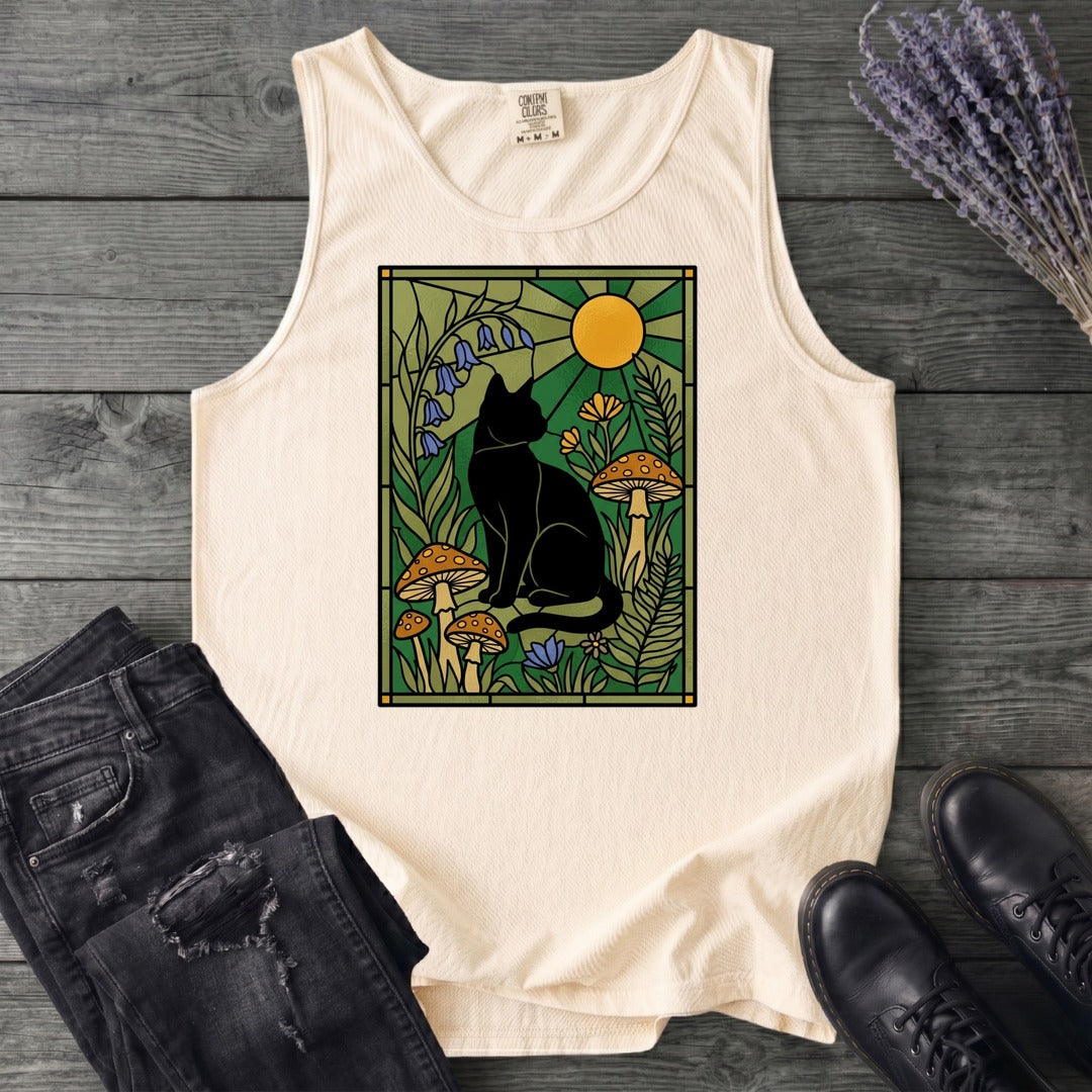 stained glass garden cat Tank Top