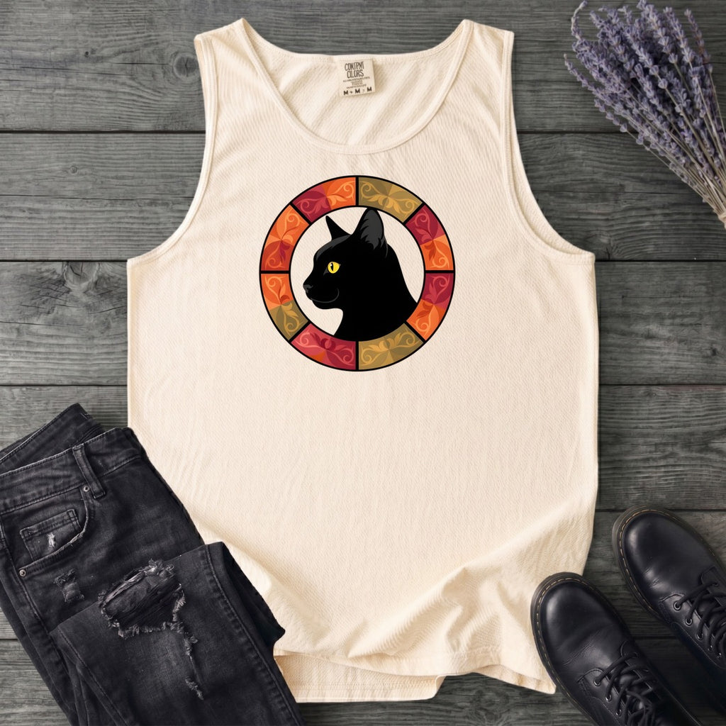 Black Cat Autumn Medallion Tank Top