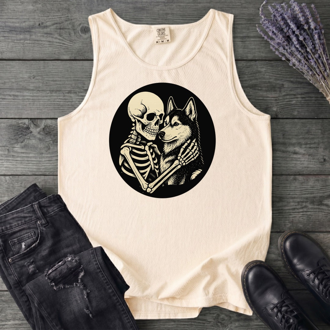 Skeleton Husky Hug Tank Top