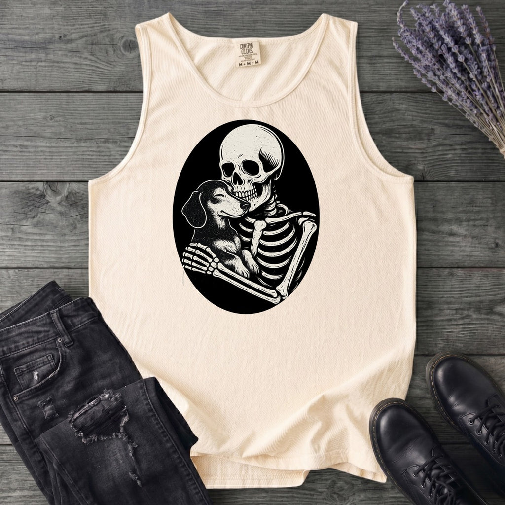Skeleton Dachshund Hug Tank Top
