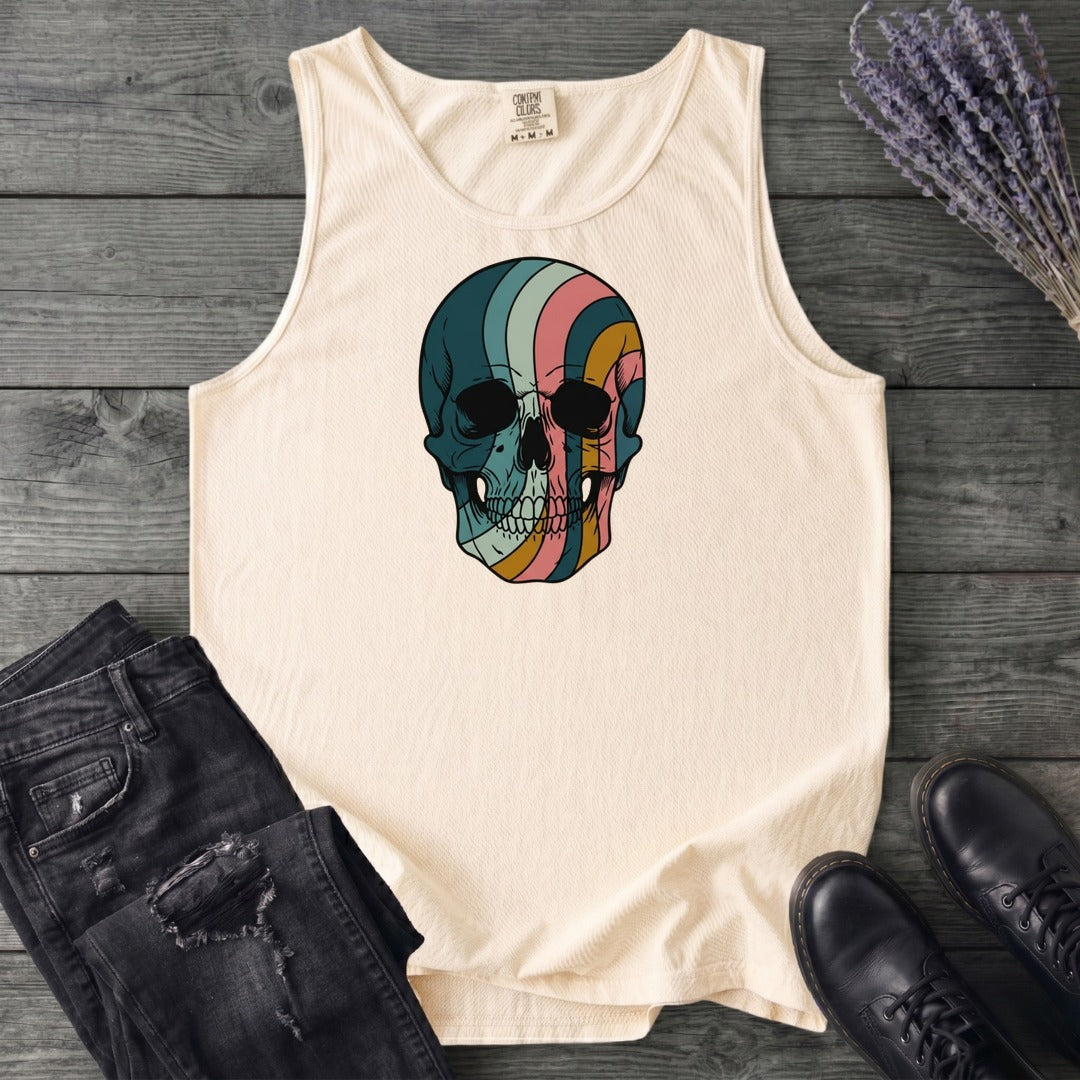 Psychedelic Striped Skull Tank Top