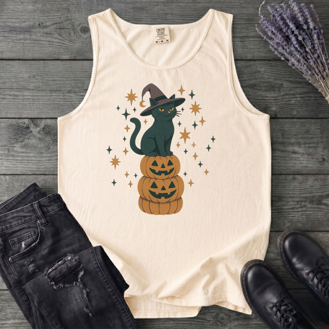 Stacked Cat and Pumpkins Tank Top