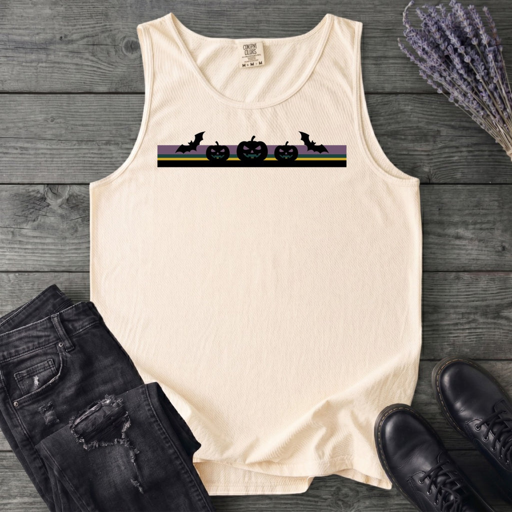 Bats Jack O Lantern Stripe Tank Top