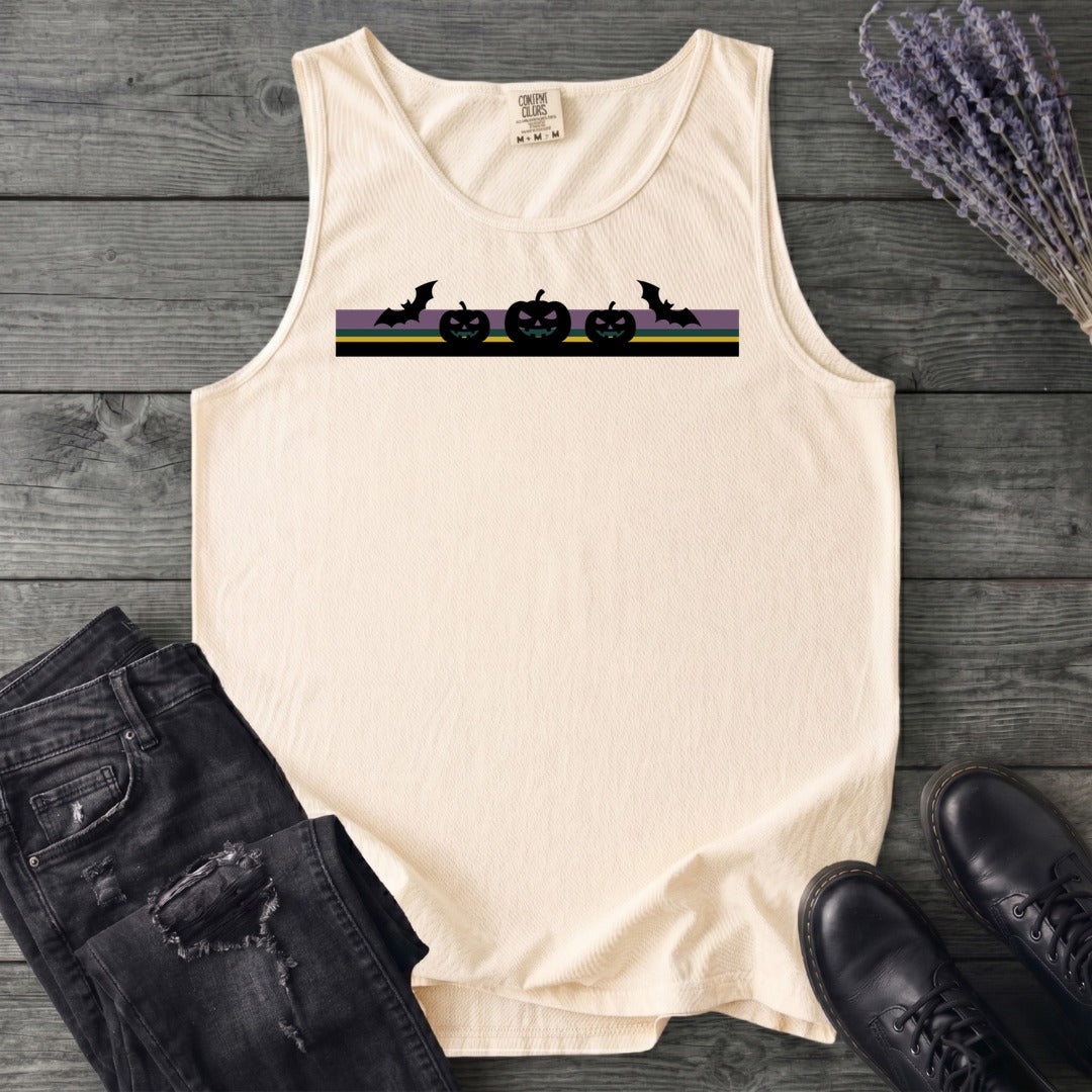 Bats Jack O Lantern Stripe Tank Top