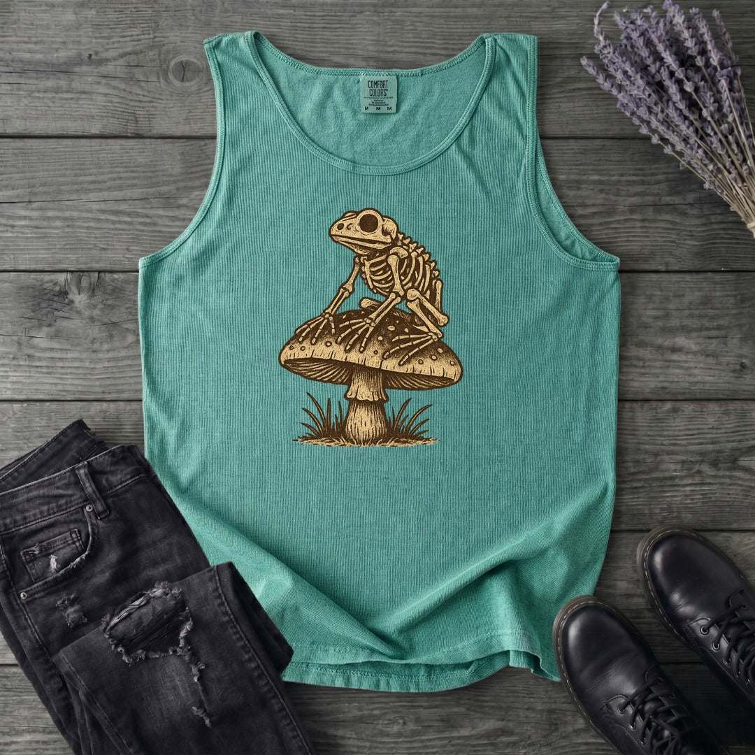 Frog Skeleton Mushroom Tank Top