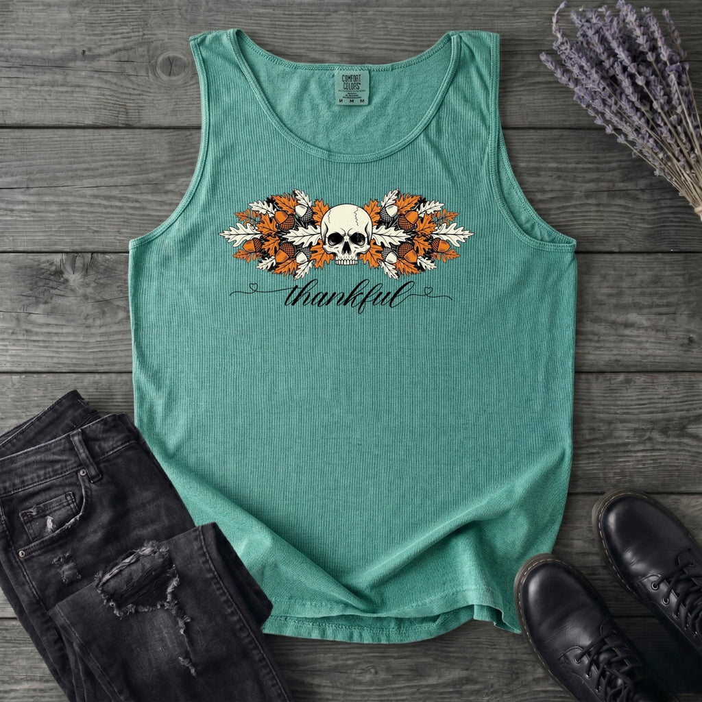 Thankful Leaf Swag Skull Tank Top