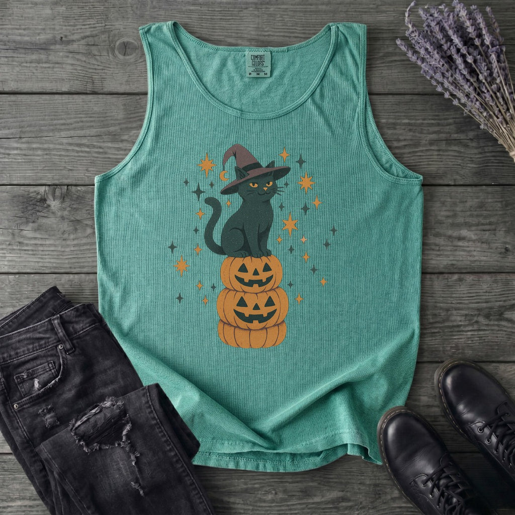 Stacked Cat and Pumpkins Tank Top