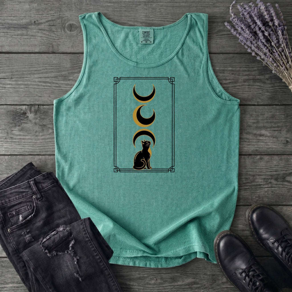 art deco black cat moon phases Tank Top