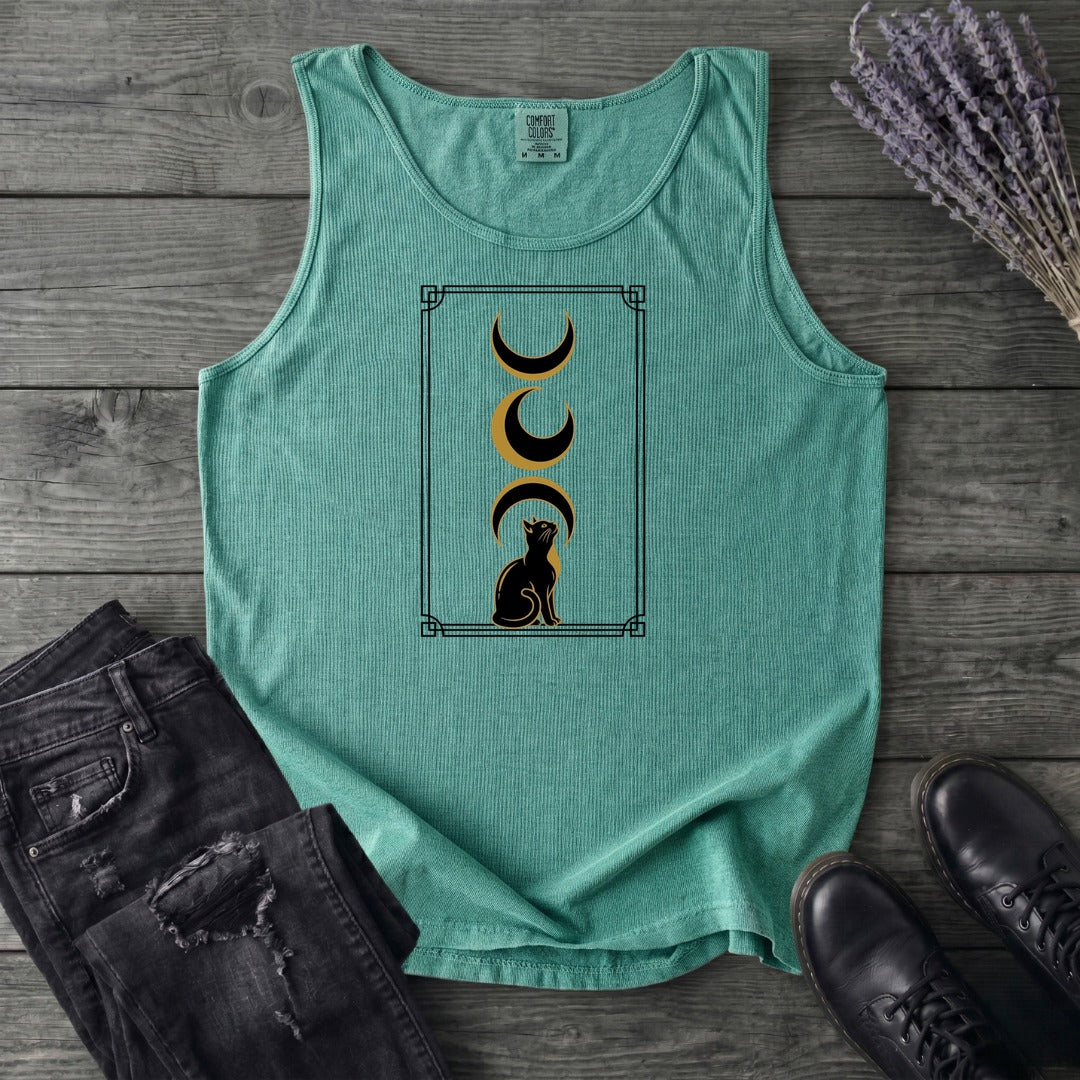 art deco black cat moon phases Tank Top