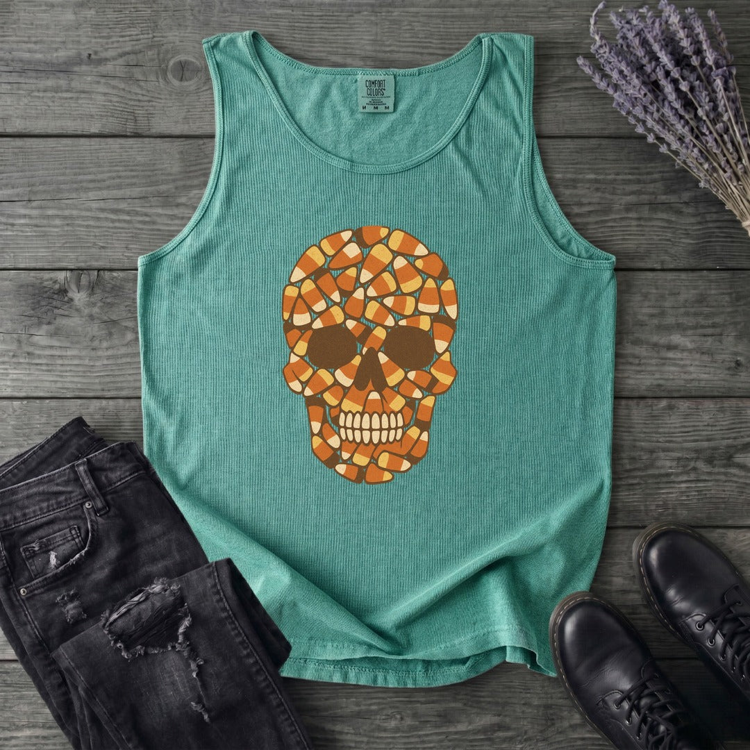 Candy Corn Skull Tank Top