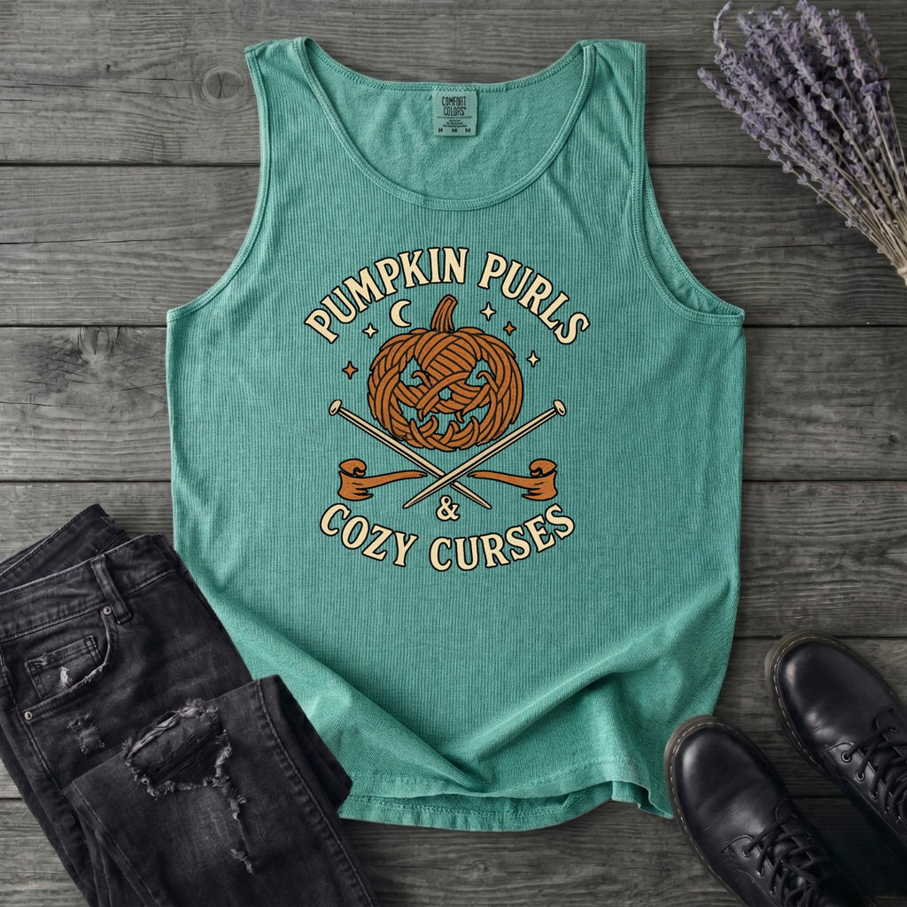Pumpkin Purls And Cozy Curses Tank Top