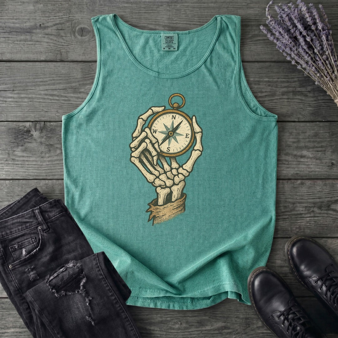 Nautical Compass Skeleton Hand Tank Top