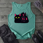 Black Cat Haunted House Tank Top
