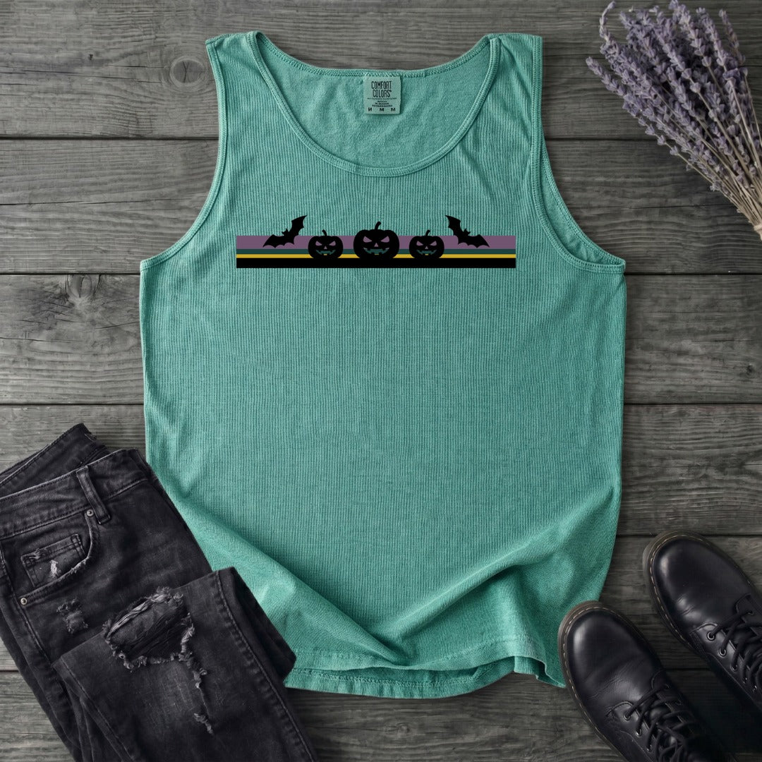 Bats Jack O Lantern Stripe Tank Top