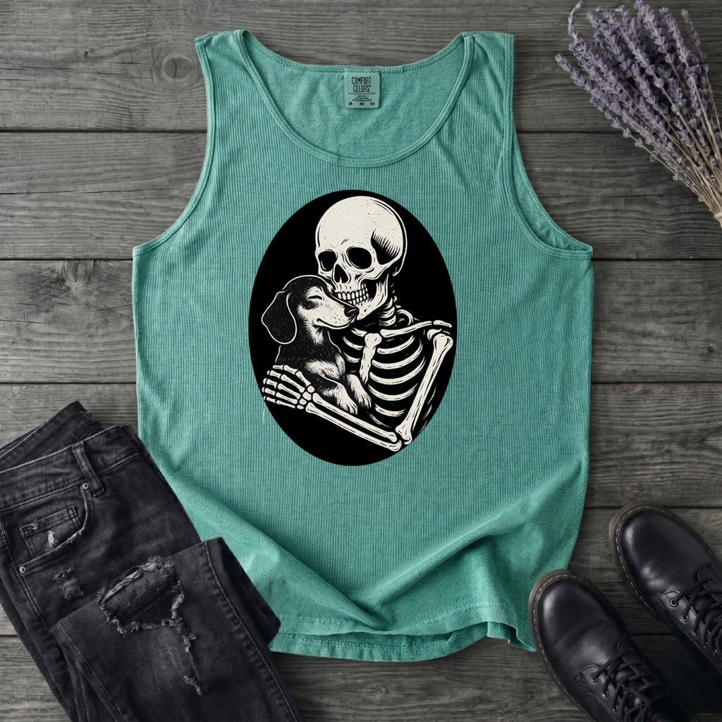 Skeleton Dachshund Hug Tank Top