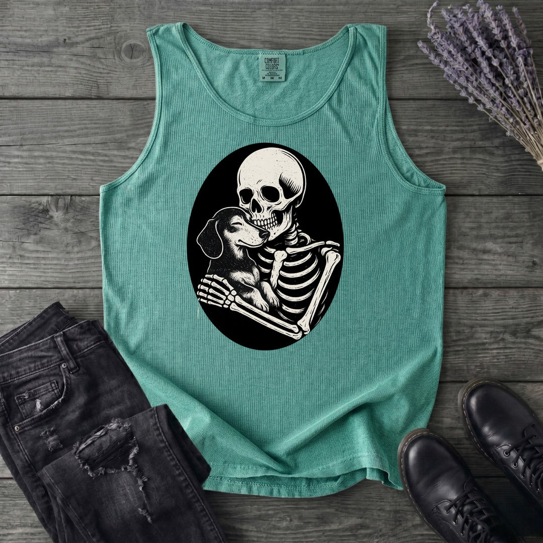 Skeleton Dachshund Hug Tank Top
