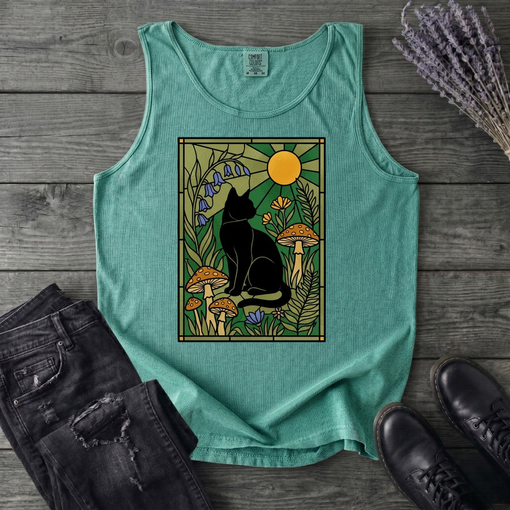 stained glass garden cat Tank Top