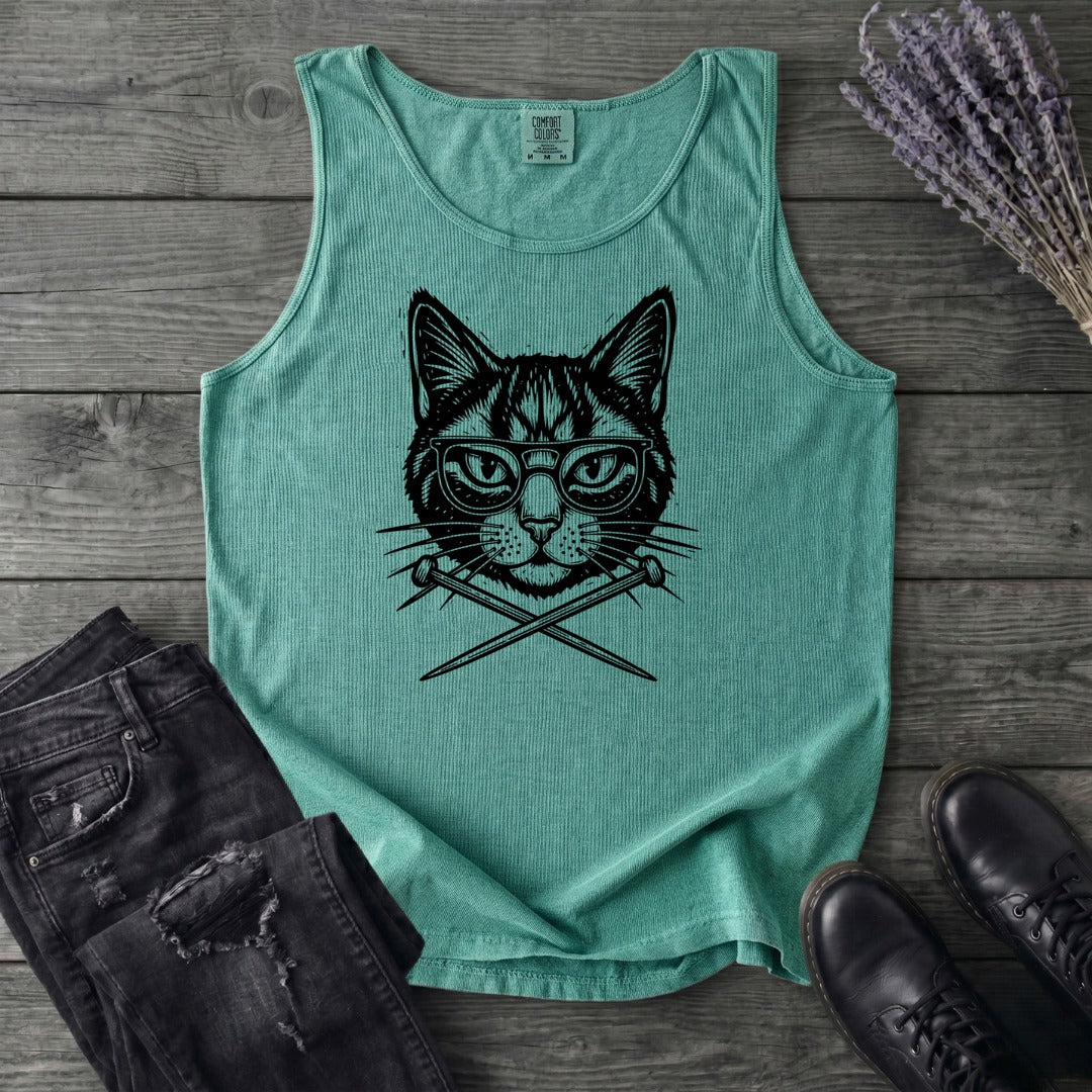 Cat Knitting Needles Tank Top