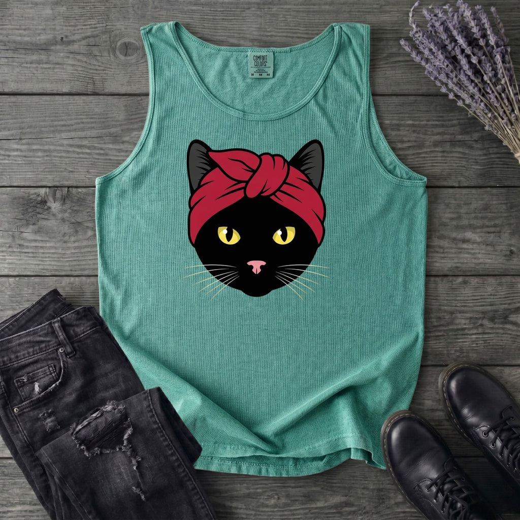 Black Cat Headband Tank Top