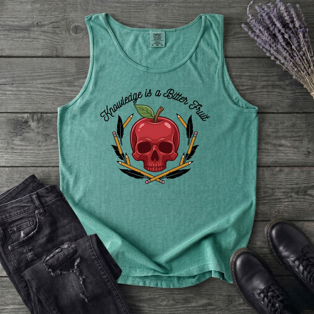 knowledge is a bitter fruit apple skull Tank Top