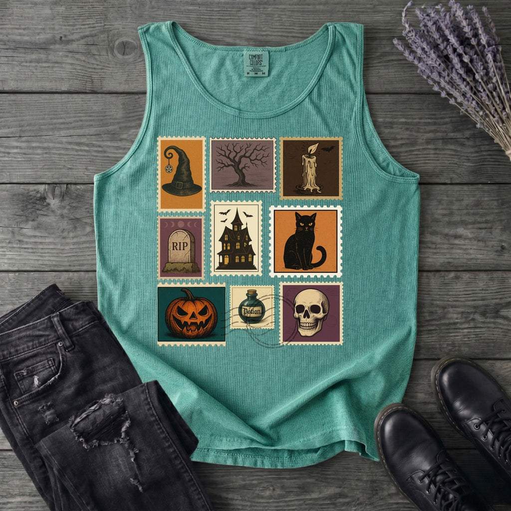 Halloween Stamps Collage Tank Top